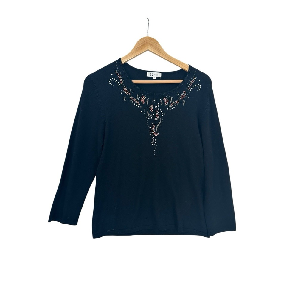 Vintage Carducci Beaded Sweater Womens L Y2K 90s Boho Classic Mature‎ Modest